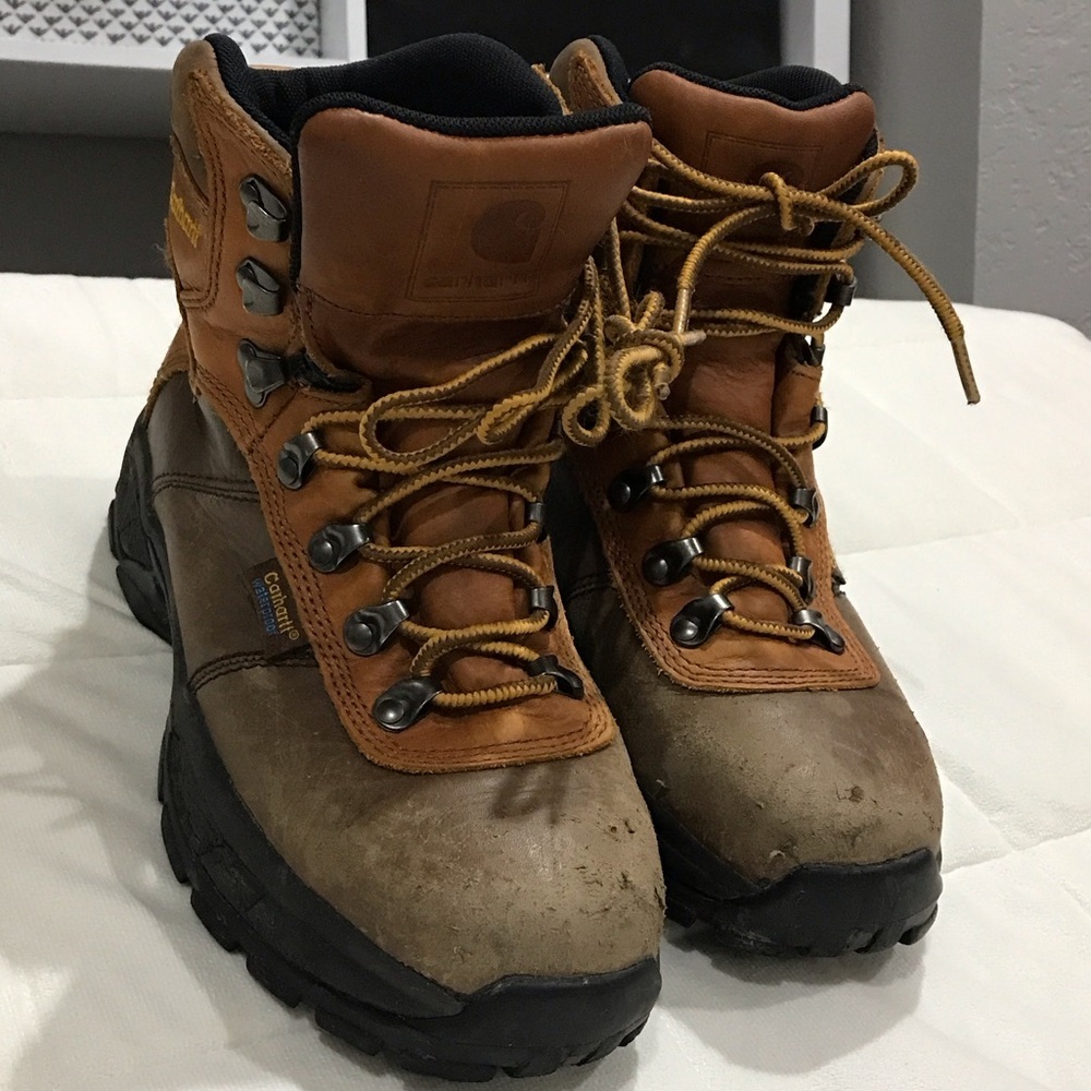 Carhartt Men's Brown and Tan waterproof steel toed Leather Boots - Picture 2 of 12